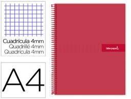 Cuaderno espiral Liderpapel Crafty A4 tapa extradura 80h 90g c/4mm. color rojo